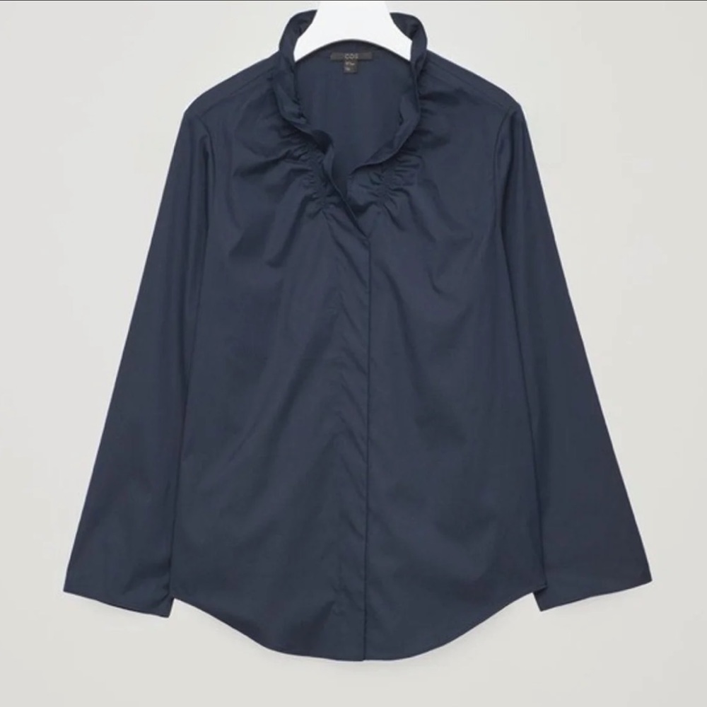 COS Navy Ruffle Blouse - NWT